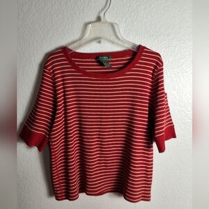 Ralph Lauren Red and White Striped Top, Size Large, Excellent Condition